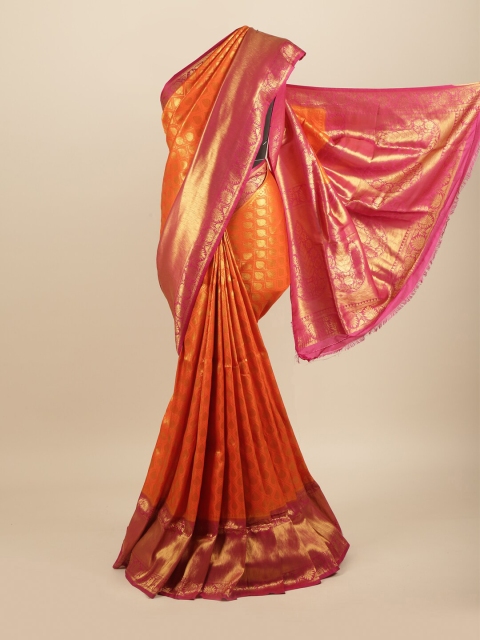 

Pothys Orange & Pink Woven Design Art Silk Banarasi Saree