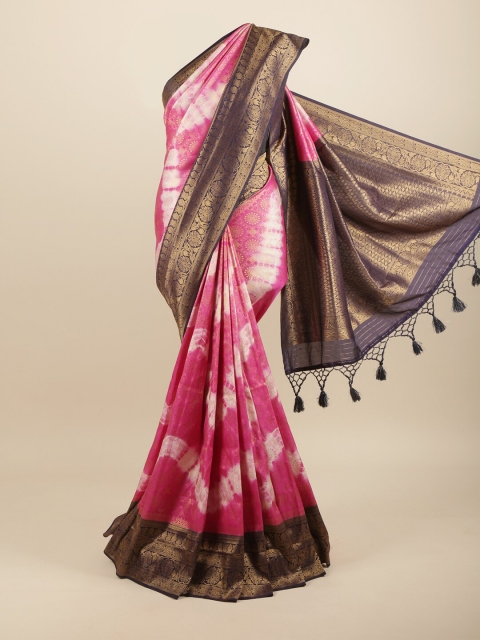 

Pothys Pink & White Bandhani Art Silk Banarasi Saree