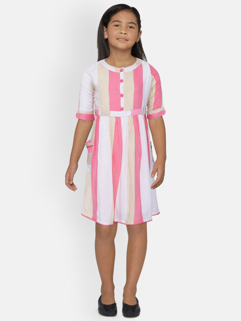 

Bella Moda Girls Pink & White Striped Dress
