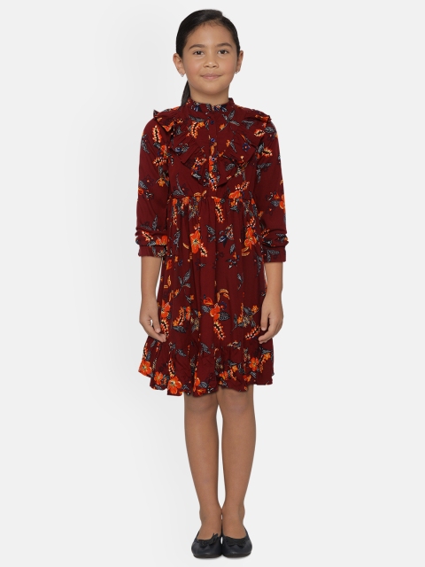 

Bella Moda Maroon Floral Dress