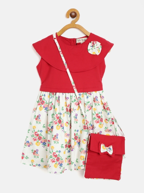 

Bella Moda White & Red Floral Layered Dress