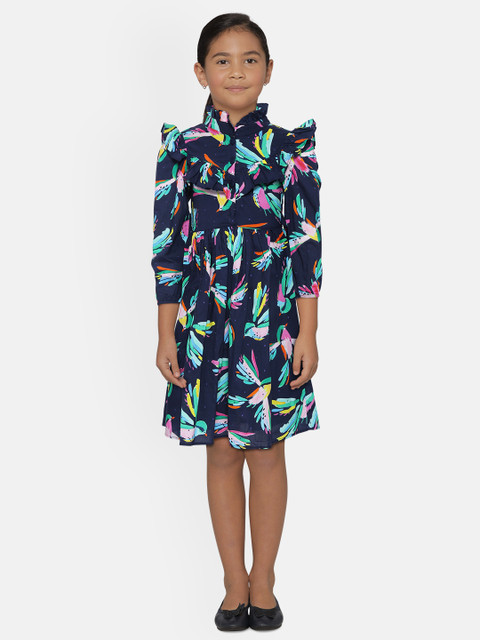 

Bella Moda Girls Blue Printed Dress