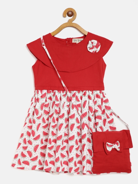 

Bella Moda White & Red Printed Dress
