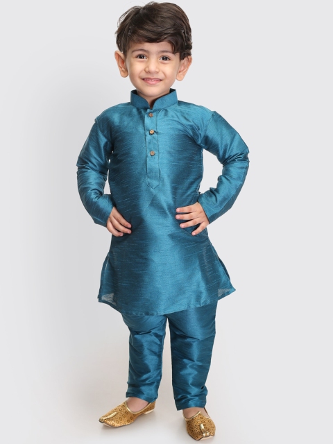 

VASTRAMAY SISHU Boys Blue Layered Kurti with Pyjamas