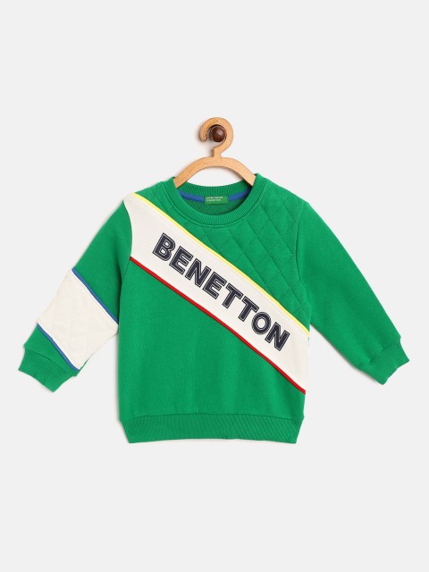 

United Colors of Benetton Boys Green & Off-White Brand Logo Print Sweatshirt