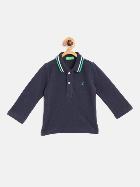 

United Colors of Benetton Boys Navy Blue Cotton Polo Collar T-shirt
