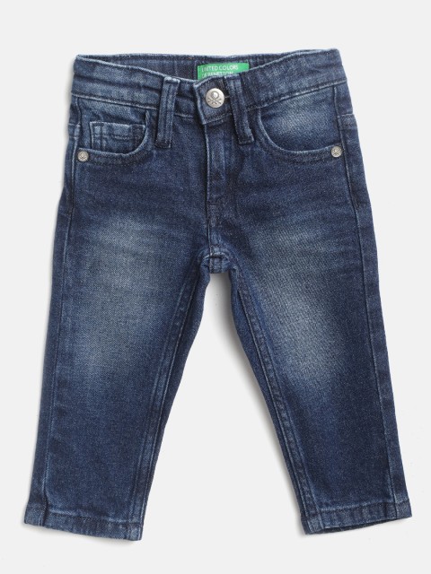 United Colors of Benetton Boys Navy Blue Clean Look Slim Fit Light Fade Stretchable Jeans