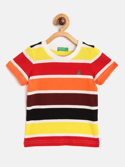 

United Colors of Benetton Boys Multicoloured Cotton Striped T-shirt, Multi