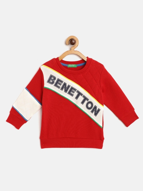 

United Colors of Benetton Boys Red & Off-White Brand Logo Print Sweatshirt