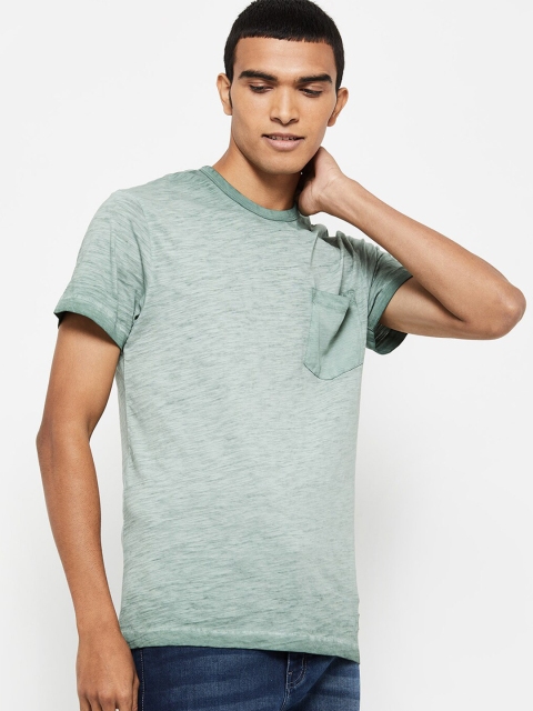 

max Men Green Pockets Cotton T-shirt