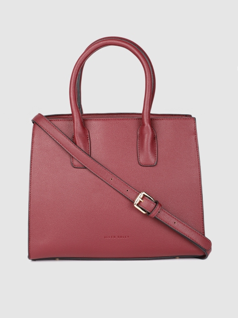 

Allen Solly Burgundy Solid Structured Handheld Bag