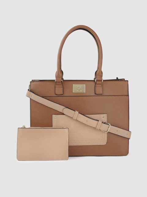 

Allen Solly Tan & Beige Solid Structured Handheld Bag