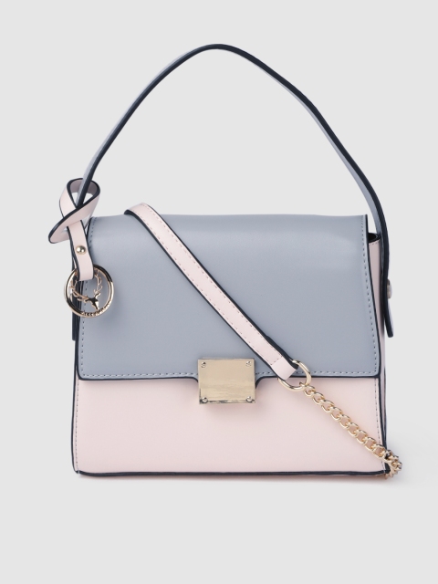 

Allen Solly Pink & Blue Colourblocked Structured Satchel