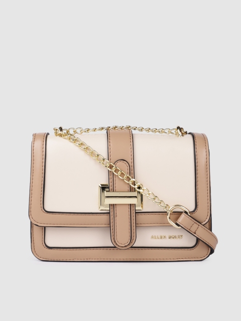 

Allen Solly Nude-Coloured Colourblocked PU Structured Sling Bag