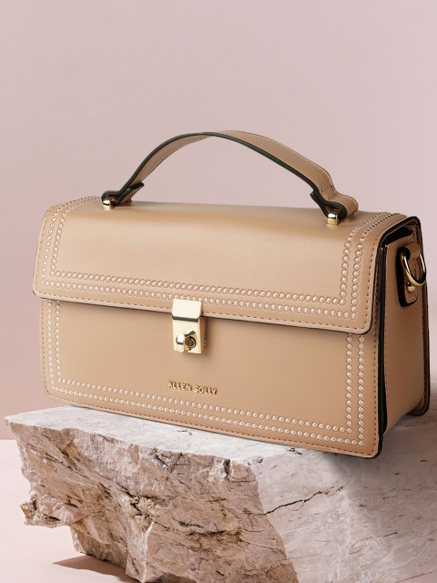 

Allen Solly Women Taupe Floral Structured Satchel