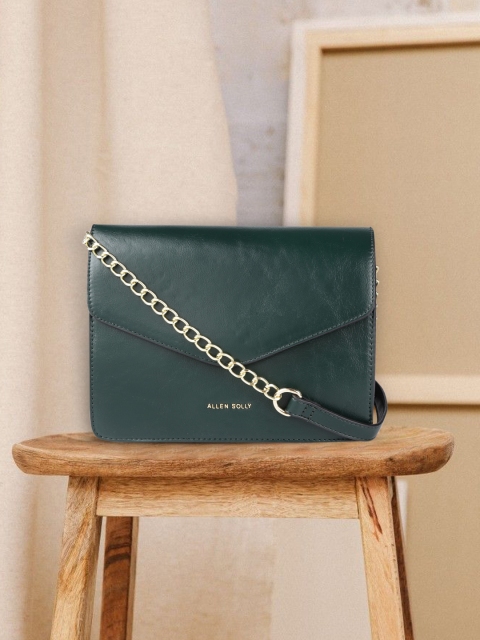 

Allen Solly Green Solid PU Regular Structured Sling Bag