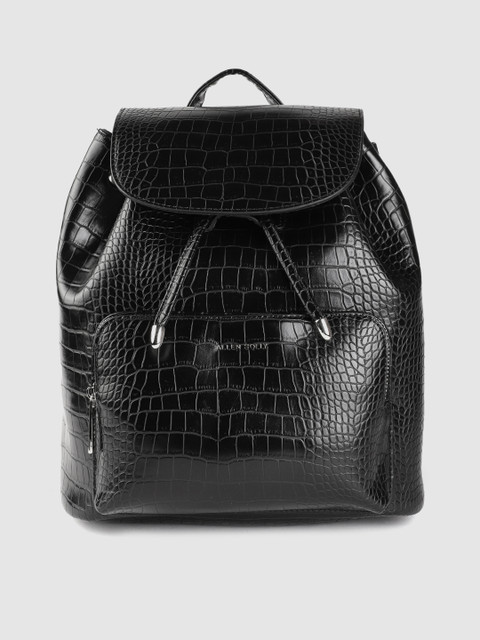 

Allen Solly Women Black Croc Textured Backpack