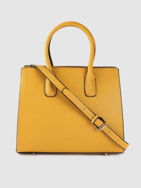 

Allen Solly Mustard Yellow Solid Structured Handheld Bag