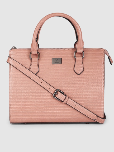 

Allen Solly Women Peach-Coloured Croc Textured Handheld Bag with Detachable Strap