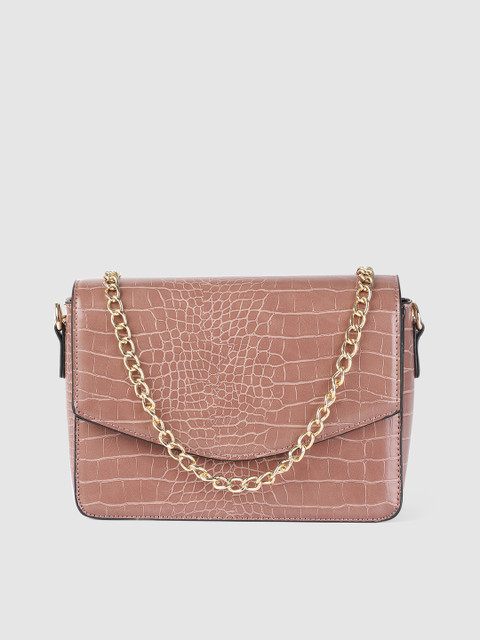 

Allen Solly Peach-Coloured Animal Textured PU Structured Sling Bag