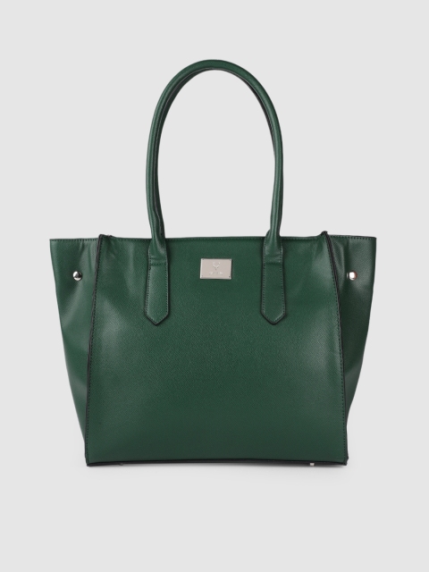 

Allen Solly Teal Green Solid Structured Oversized Shoulder Bag