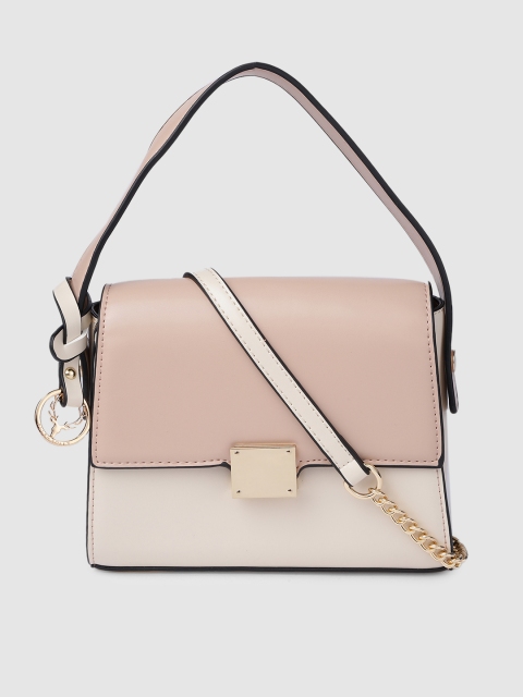 

Allen Solly Beige & Pink Colourblocked Structured Satchel