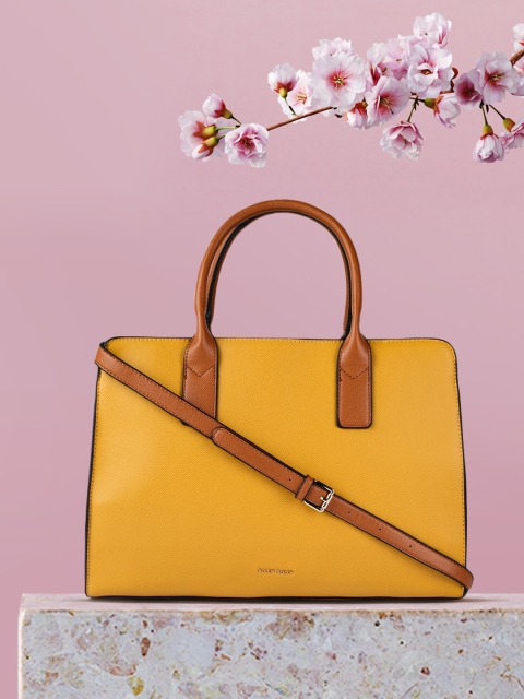 

Allen Solly Mustard Yellow Structured Handheld Bag