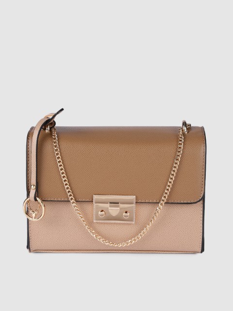 

Allen Solly Nude-Coloured & Brown Colourblocked Structured Sling Bag