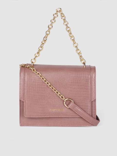 

Allen Solly Mauve Snakeskin Textured Structured Small Satchel