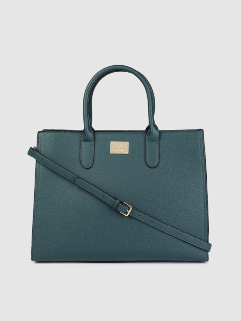 

Allen Solly Teal Green Solid Handheld Bag
