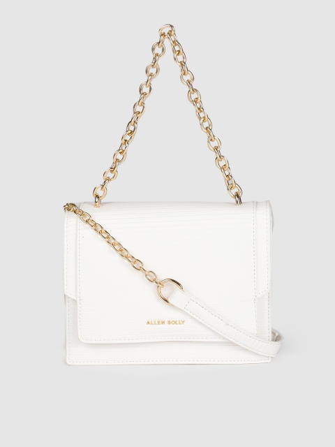 

Allen Solly White Snakeskin Textured Structured Small Satchel