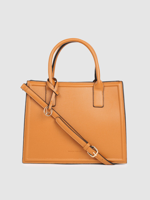

Allen Solly Mustard PU Structured Handheld Bag