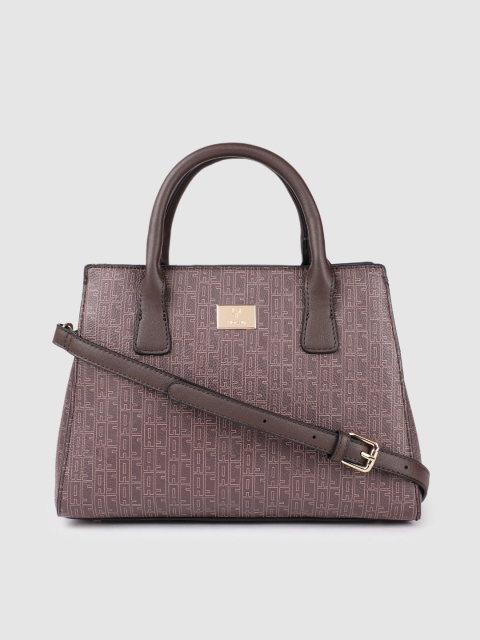 

Allen Solly Brown Typography Printed Structured Handheld Bag