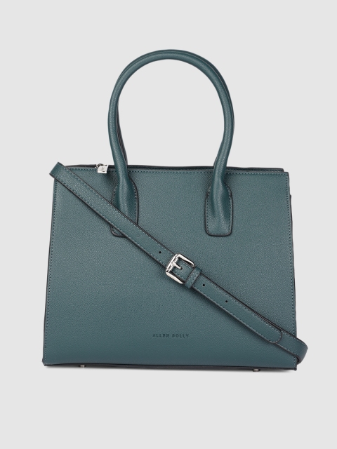 

Allen Solly Teal Green Structured Handheld Bag