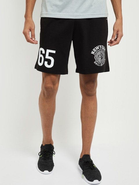 

max Men Black Printed Regular Shorts