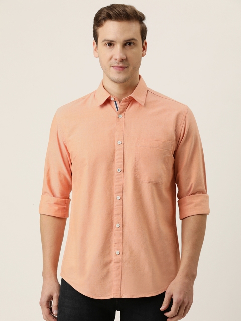 

IVOC Men Orange Opaque Casual Shirt