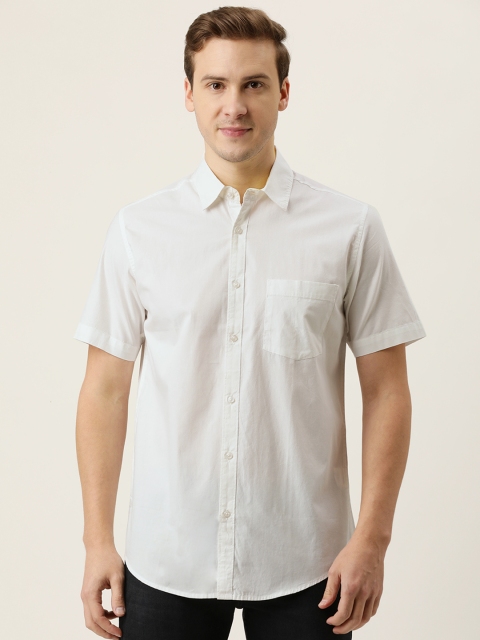 

IVOC Men White Opaque Casual Shirt