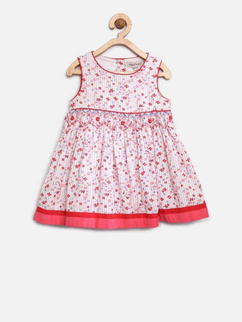 

Nauti Nati Girls White & Red Floral Print A-Line Dress