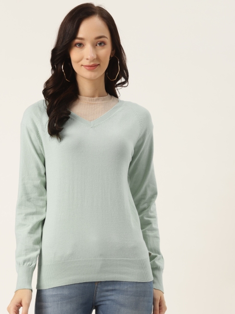 

Madame Women Sea Green Solid Pullover Sweater