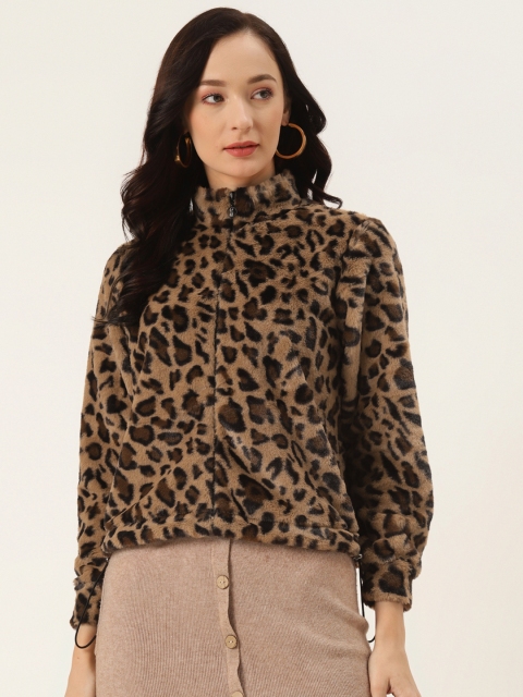 

Madame Women Beige & Black Animal Print Sweatshirt