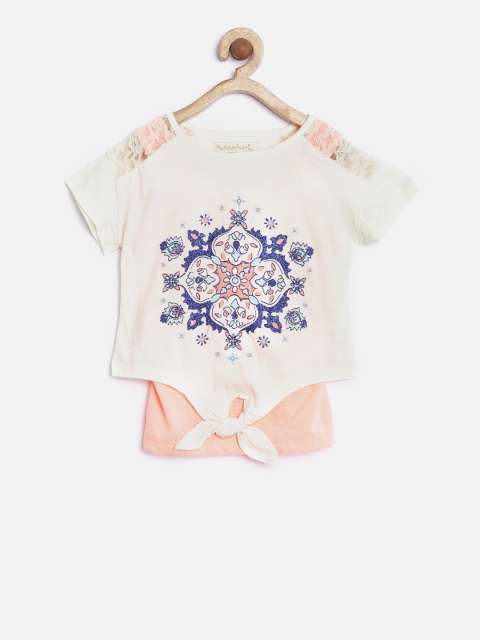 

Nauti Nati Girls Off-White Ethnic Print Shimmer Top