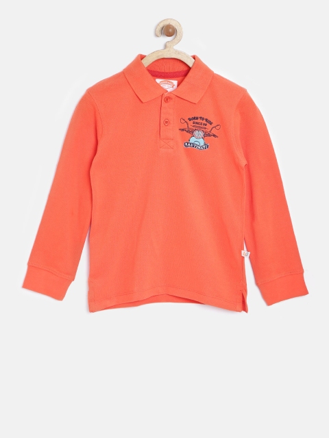 

Nauti Nati Boys Orange Solid Polo T-shirt