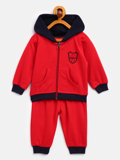 

White Snow Unisex Kids Red & Navy Blue Hooded Sweatshirt with Joggers