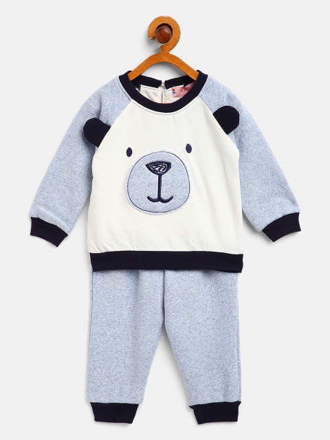 

White Snow Unisex Kids White & Blue Applique T-shirt with Joggers