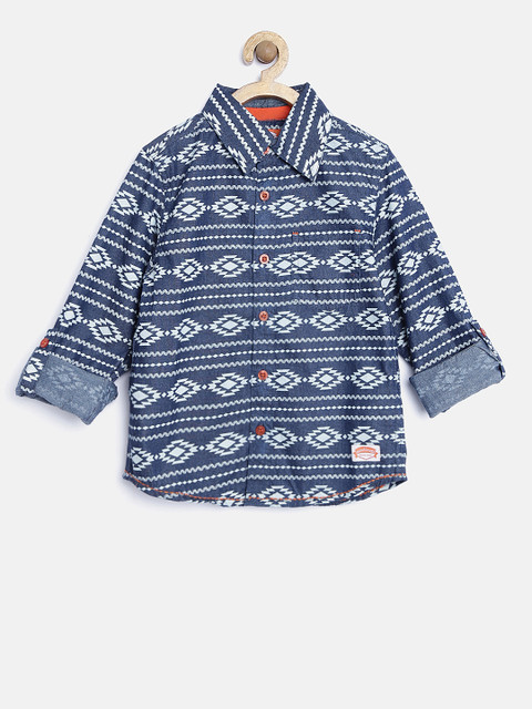 

Nauti Nati Boys Blue Printed Shirt
