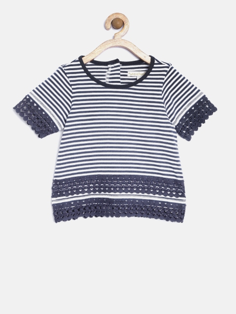 

Nauti Nati Navy & White Girls Striped Top, Navy blue