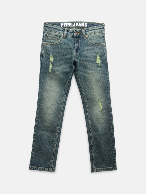 

Pepe Jeans Boys Blue Slim Fit Mildly Distressed Heavy Fade Stretchable Jeans