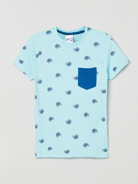 

max Boys Blue Printed Pockets Pure Cotton T-shirt