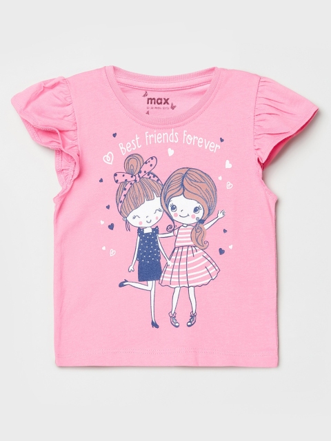 

max Girls Pink Printed T-shirt