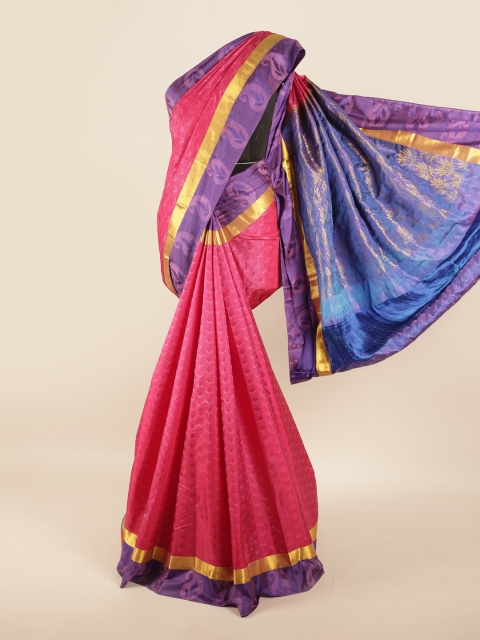 

Pothys Pink & Blue Woven Design Zari Pure Silk Saree